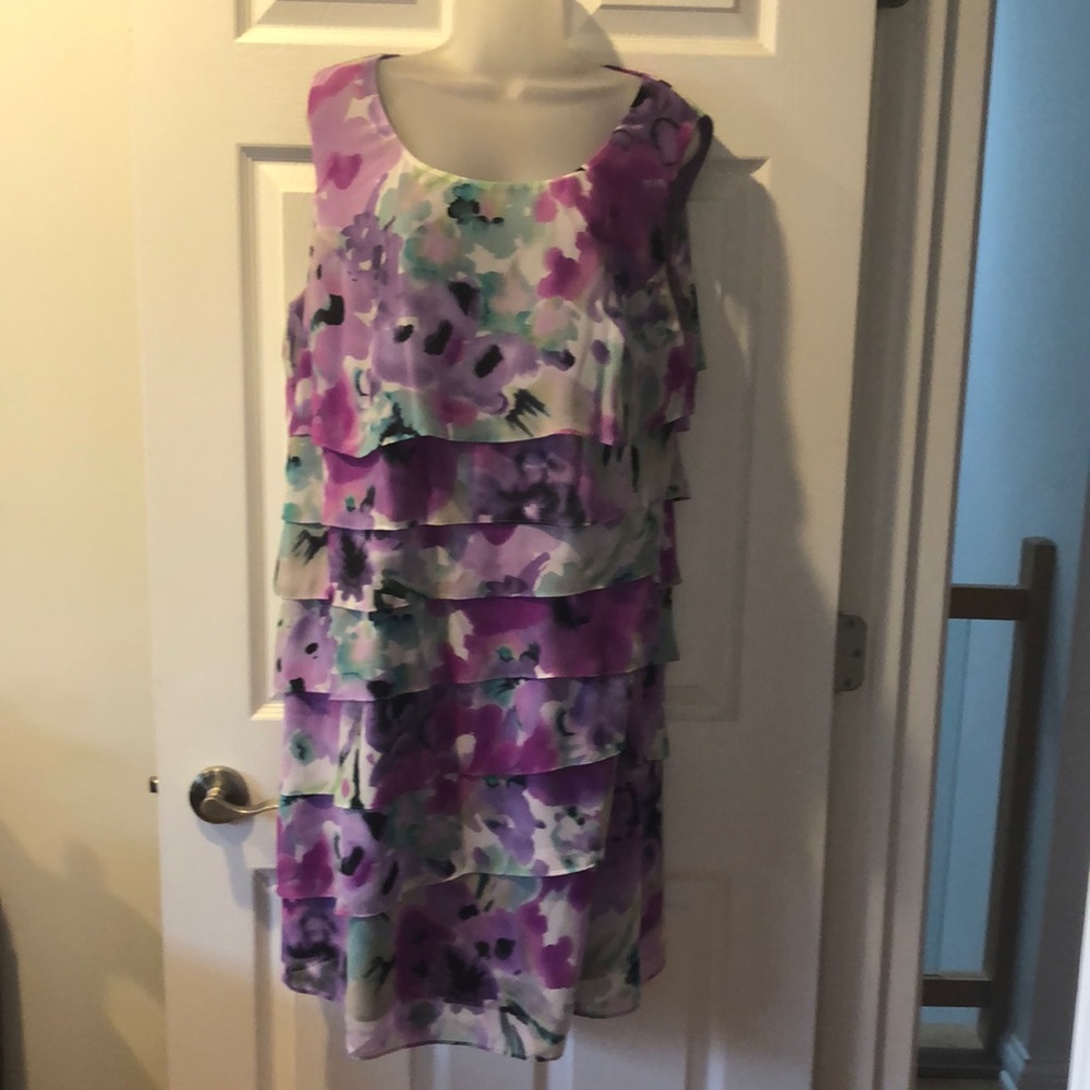 Dress Barn Sleeveless Dress Floral, Layers Watercolors
